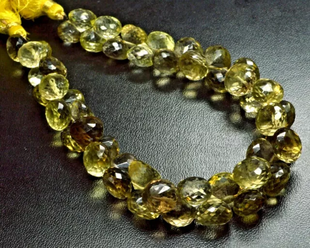 Natural Bio-Lemon Onion Faceted Gemstone Beads 9mm-10mm 240 Cts 8" Strand PH-147 2