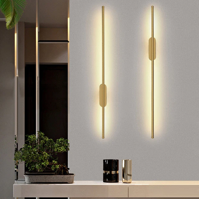 LED Bedside Sofa Wall Light Up Down Sconce Gold Long Strip Lights