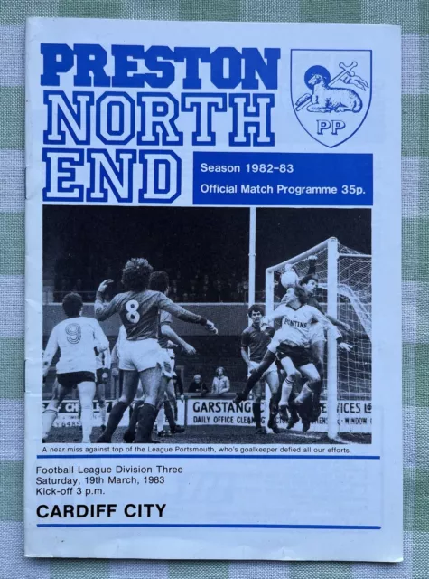 Football Programme - Preston NE v Cardiff City - Division 3 - 19th March 1983