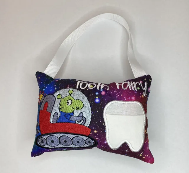 Tooth Fairy Pillow Alien Space Gift Birthday Front Pocket Money Hanger