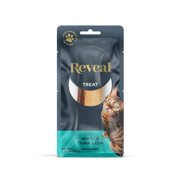Reveal golosinas naturales para gatos, paquete de 12, ingrediente único, golosinas sin granos para...