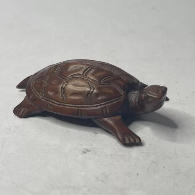 Vintage Hand Carved Small Wooden Turtle Tortoise 🐢 Figurine Collectible (7)