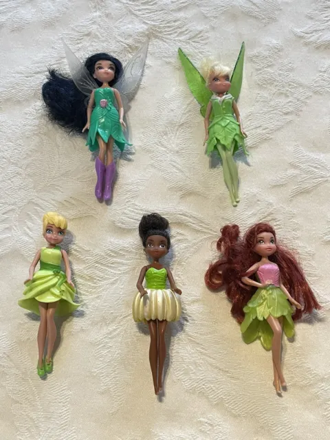 Disney Fairies Doll Lot of 5 ~ Tinkerbell, Silvermist, Iridessa & Rosetta