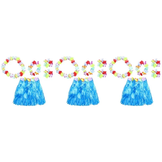 Gonna hawaiana 3 pezzi collana fiori banchetto genitore-figlio estate