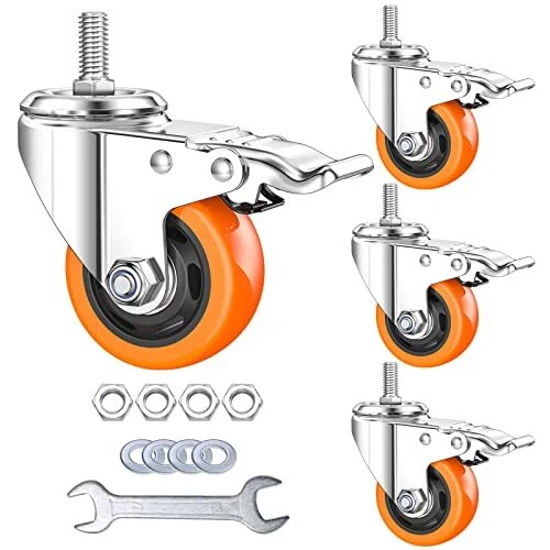 Stem Casters Heavy Duty Swivel Threaded Stem Caster Wheels with American Size...