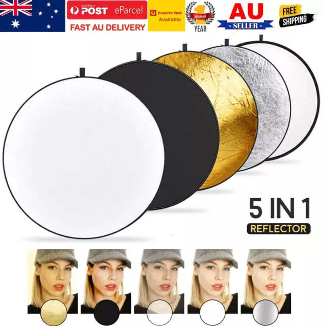 5 in 1 Photo Reflector With Handle Grip Studio Photography Light Collapsible