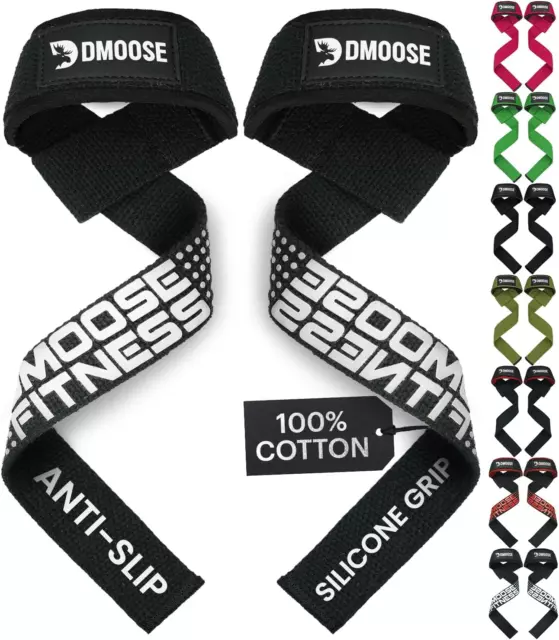 Dmoose Fitness Wrist Straps for Weightlifting, Perfect for Gym Workouts, Deadlif