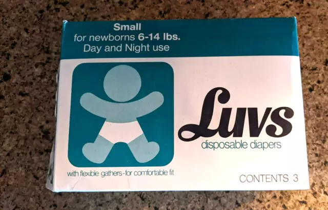 Vintage Luvs 3 Count Small newborn White Diapers Sample Pack