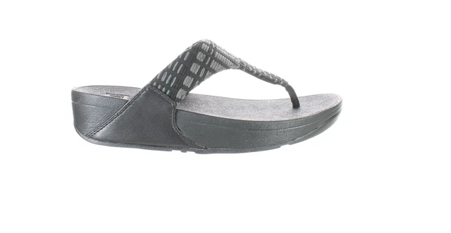 FitFlop Womens Lulu Black T-Strap Sandals Size 9 (7425129)