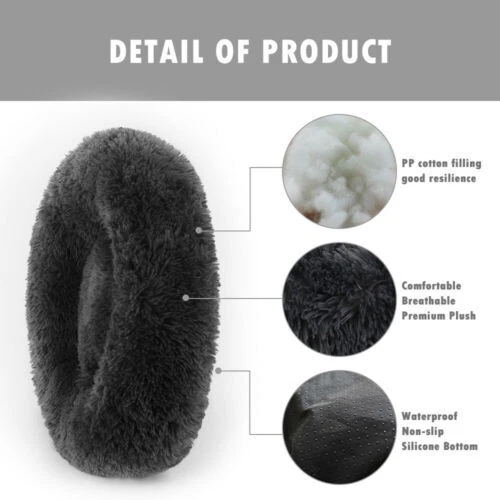 Pet Dog Cat Bed Premium Donut Plush Fluffy Soft Warm Calming Bed Sleeping Nest 5