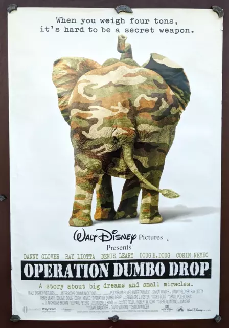 Vtg Movie Poster 1 sheet Walt Disney's Operation Dumbo Drop 1995 Danny Glover