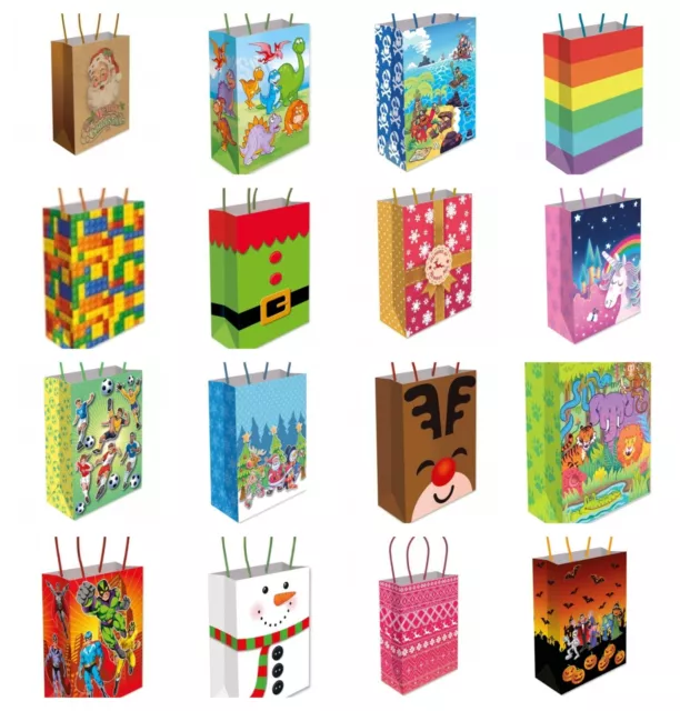 Bright Printed Paper Party Gift Bags With Handles Kids Birthday Loot Bag UK