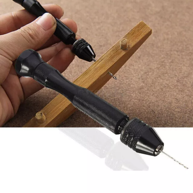 Mini Micro Aluminum Hand Drill With Keyless Chuck 10pcs Twist Drill Bit Rotary 2