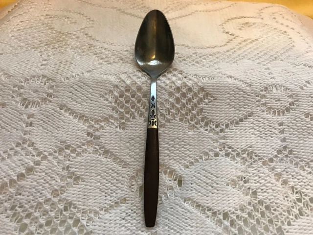 Mid Century Tea Spoon Wood Handle Grand Prix Forged Stainless Steel Japan