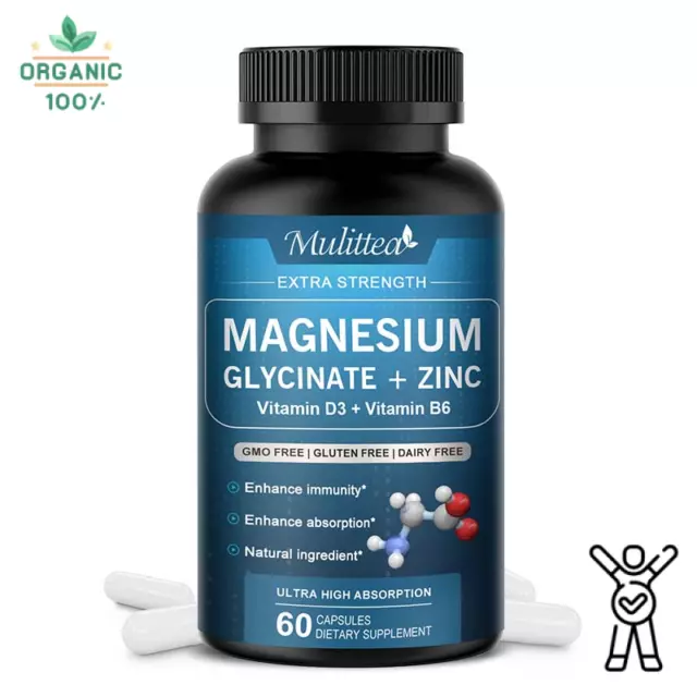 500MG Magnesium Glycinate Capsules Muscle Brain Support Improve Sleep Health