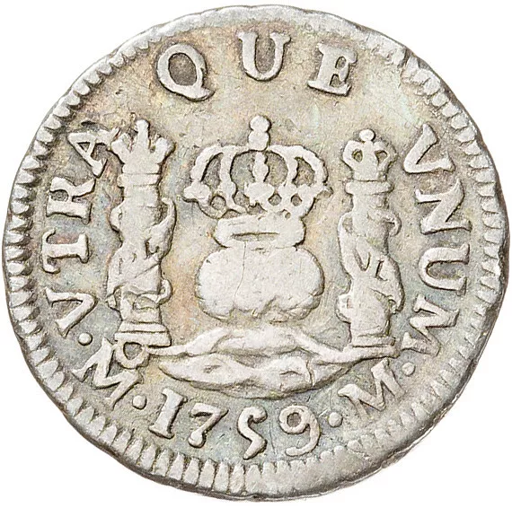 ☆ Hispanic Silver • Colonial ½ Real 1759 • Mexico M • Fernando Vi ☆ Spain ☆C9867