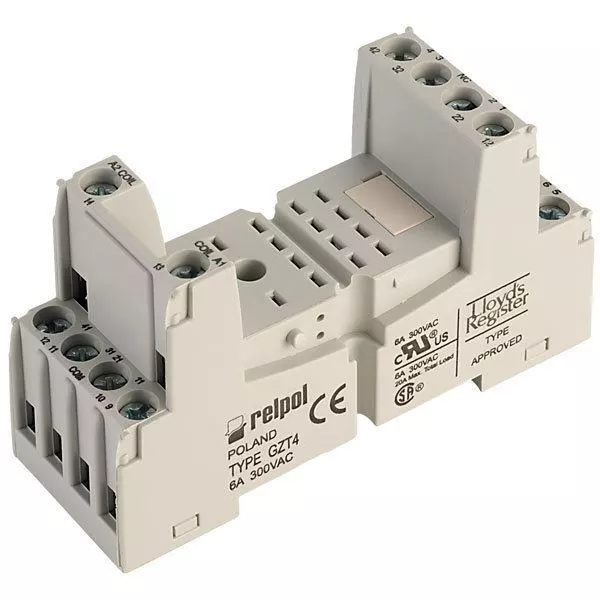 1 x 1 x Relpol GZT4 Relay Socket 14 Pin 250V AC 6A DIN