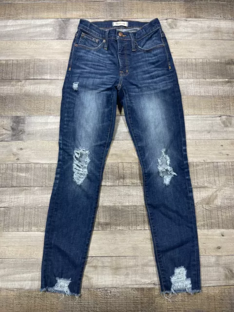 Madewell Jeans Womens 26 Blue Denim Distressed High Rise Skinny Bottoms