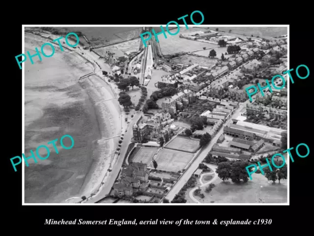 Old 6 X 4 Historic Photo Of Minehead Somerset England The Town & Esplanade 1930