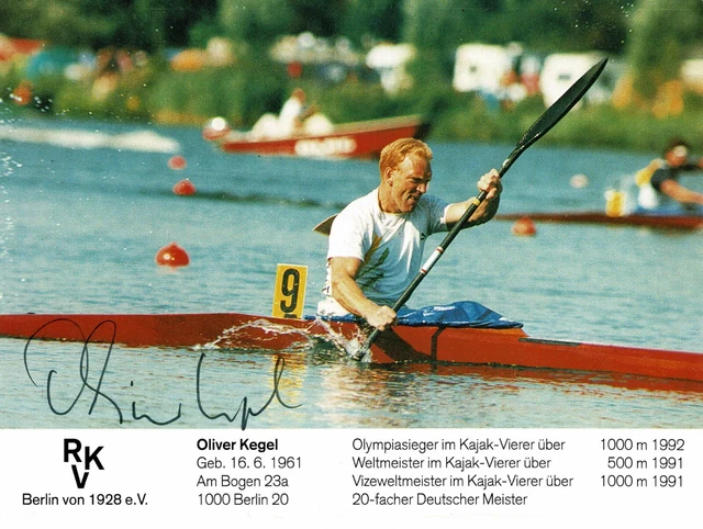 Autogramm Oliver Kegel original Olympiasieger 1992 Kanu Vierer-Kajak