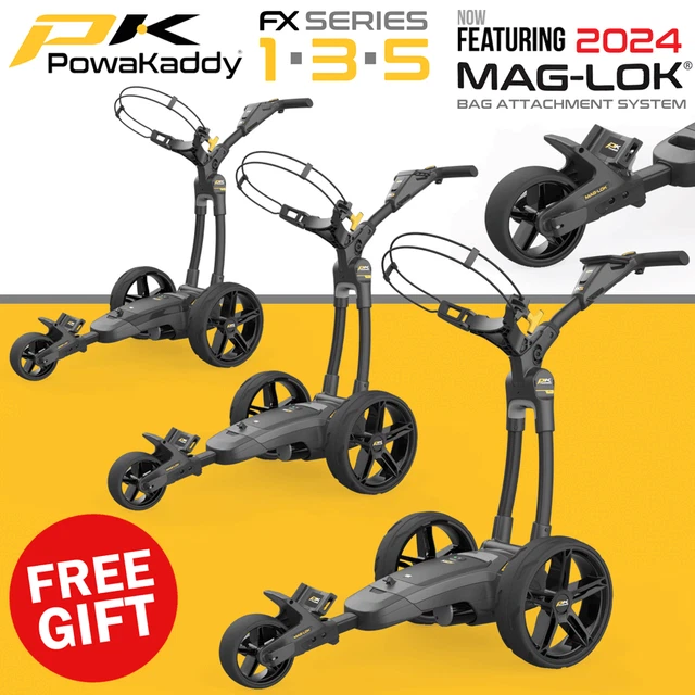 POWAKADDY 2024 FX Series Electric Golf Trolleys Fx1, Fx3, Fx5 +Umbrella