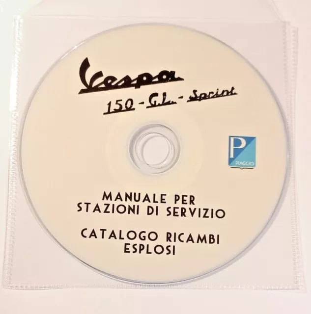 Cd: 4 Manuali Officina,Ricambi,Esplosi Piaggio Vespa 150 Dal 1955 In Poi (1963)