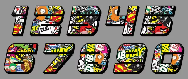 Autodomy Autocollants Stickers Numero Moto MotoCross 10 Unités Pour Moto Quad ATV - Foto 3