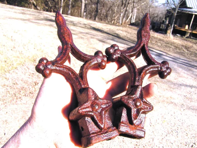 TWO cast iron finials Architectural Rust finish