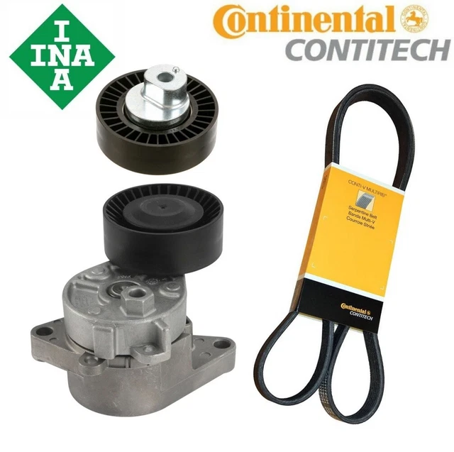 DRIVE BELT TENSIONER with Pulley Belt & Deflection Pulley Kit for BMW