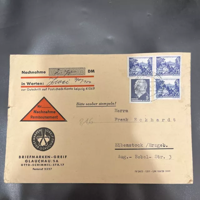 DDR Nachnahme Brief MiF - Glauchau 09.08.1964 - A6