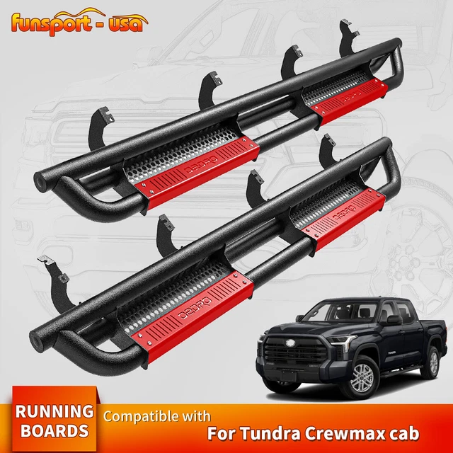RUNNING BOARDS FOR 20222023 Toyota Tundra CrewMax Cab Red Side Step