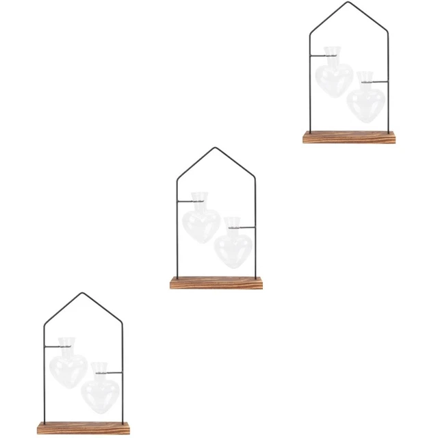 3 ensembles de plante terrarium avec du support de fer Vase Vase Vase Vase Vase