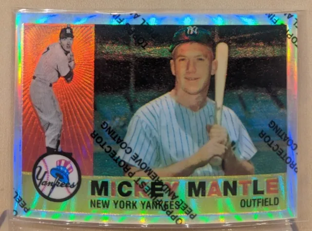 1996 Topps Mantle Finest Refractor 10 Mickey Mantle 1960 Topps Unpeeled YANKEES