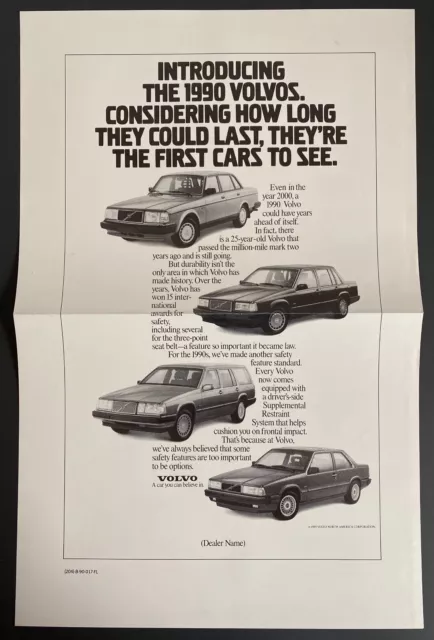 1990 Introducing Volvo Dealer The First Cars To See Poster Style Print Ad