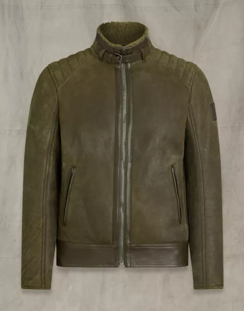 Belstaff Westlake Jacket Salvia Green UK44 IT54 Suede Shearling RRP £1325