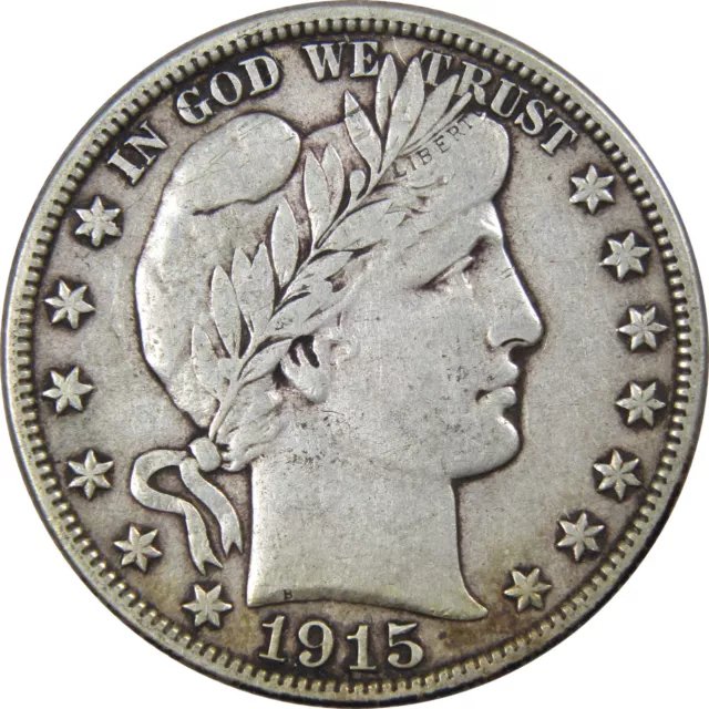 1915 D Barber Half Dollar VF Very Fine 90% Silver 50c Coin SKU:IPC6805