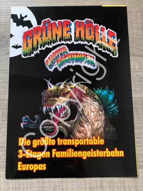 Werbeprospekt GRÜNE HÖLLE Geisterbahn - Kirmes Bewerbung Schausteller Modellbau