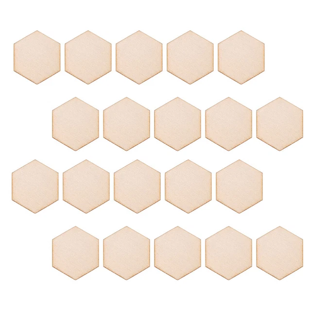 100 Pcs di Legno Fette Hexagon Pezzi di Legno Di legno Esagonale Ritagli