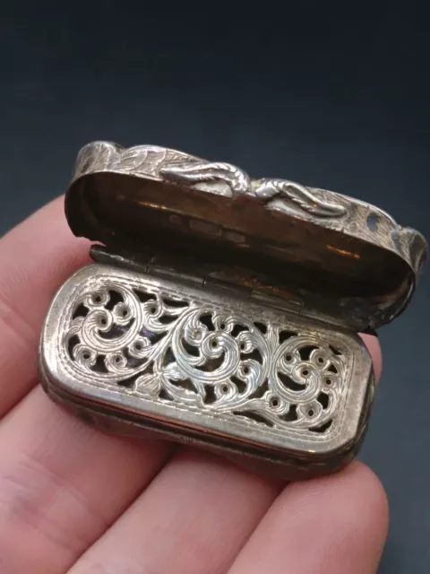 1853 Victorian Antique English Sterling Silver Vinaigrette. Small but Beautiful.