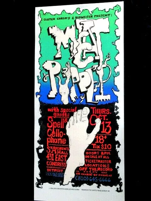 MEAT PUPPETS 1994 HAND SCREENED POSTER Spell Cellophane 23 x 10