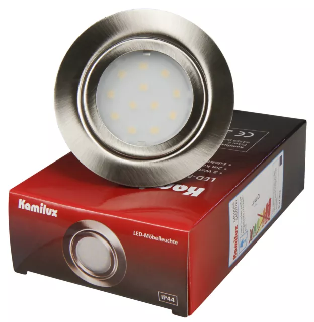 LED Möbelspot Einbaustrahler New Gabi IP44 - Sehr flach 22mm Einbautiefe 12 Volt