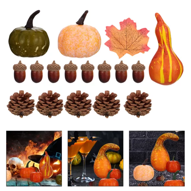 Artificial Pumpkins & Maple Leaf Ornament for Fall Harvest (128 Pieces)
