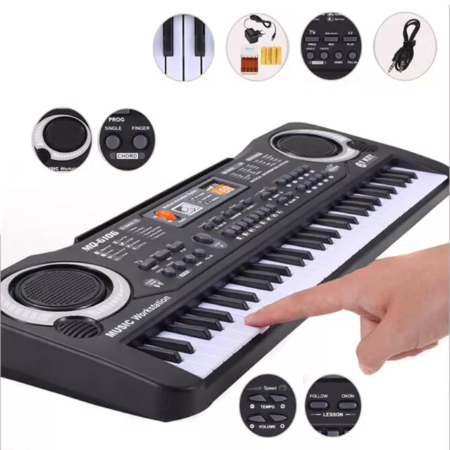 Digital Piano Music Electronic Keyboard Organ & Electric Microphone Gift 61 Keys