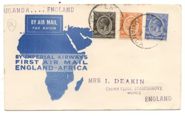 1931 KGV Imperial Airways First Flight Cover Uganda to England WS24849