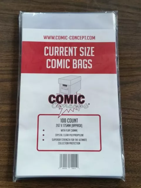 100 x CURRENT SIZE COMIC CONCEPT COMIC BOOK  ( BAGS )