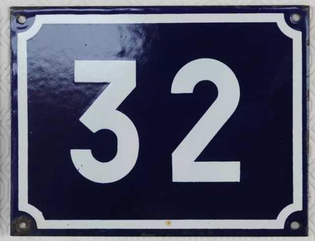 Big old blue French house number 1 to 250 door wall plate plaque enamel sign NOS