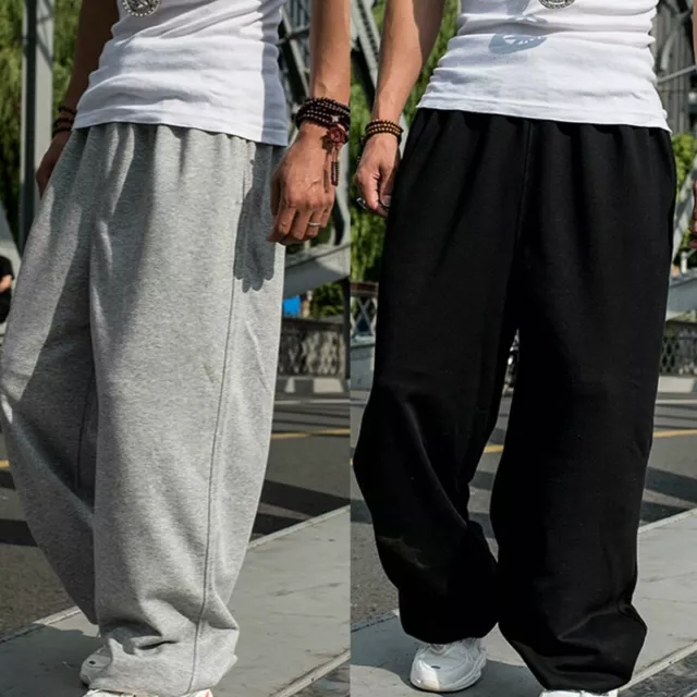 Men Baggy Pants Loose Fit Cargo Trouser Hip Hop Pocket Dance Casual Big Size