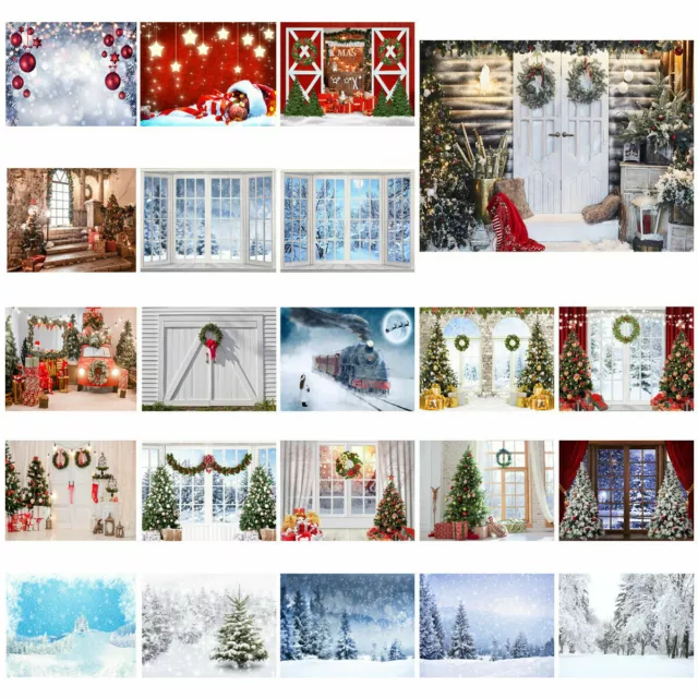 Christmas Tree Backdrop Winter Snow Forest Farm Background Photo Studio Props