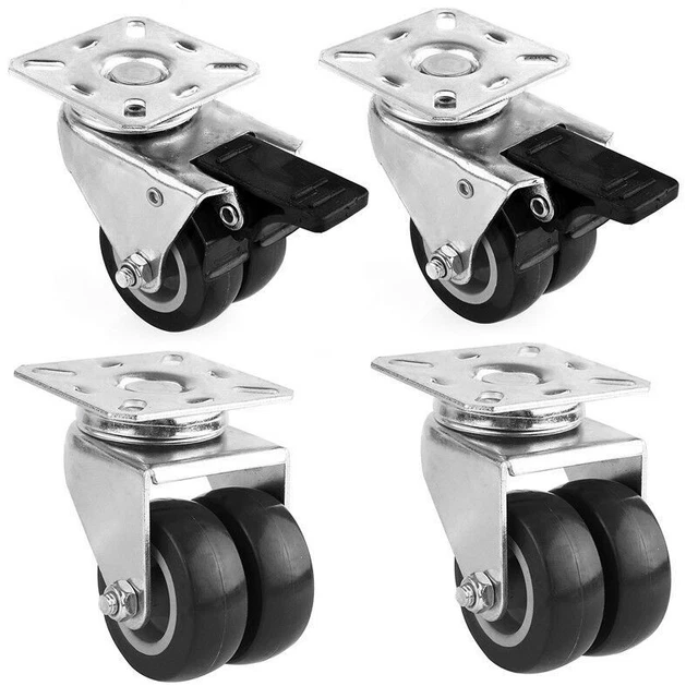 4x RODILLO DE TRANSPORTE 50 mm Mueble Rodillo Rueda Rodillos de dirección Rodillos dobles gris 100KG/rollo