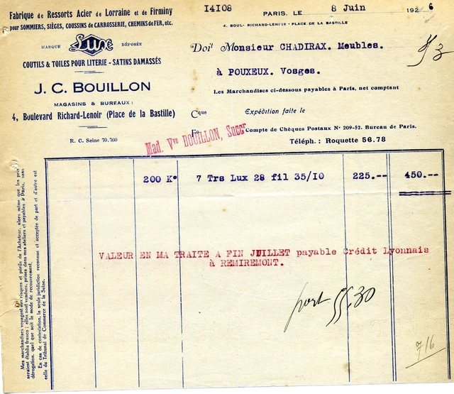 Facture Commerciale Ancienne 1911 | Pharmacie Perrin Lesage Gaillon | Eaux Minérales, Entête Illustrée